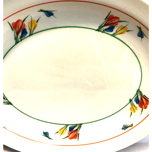 Vintage Stonehenge Midwinter Crocus 12" Oval Serving Platter Yellow Orange Flora - Picture 2 of 4